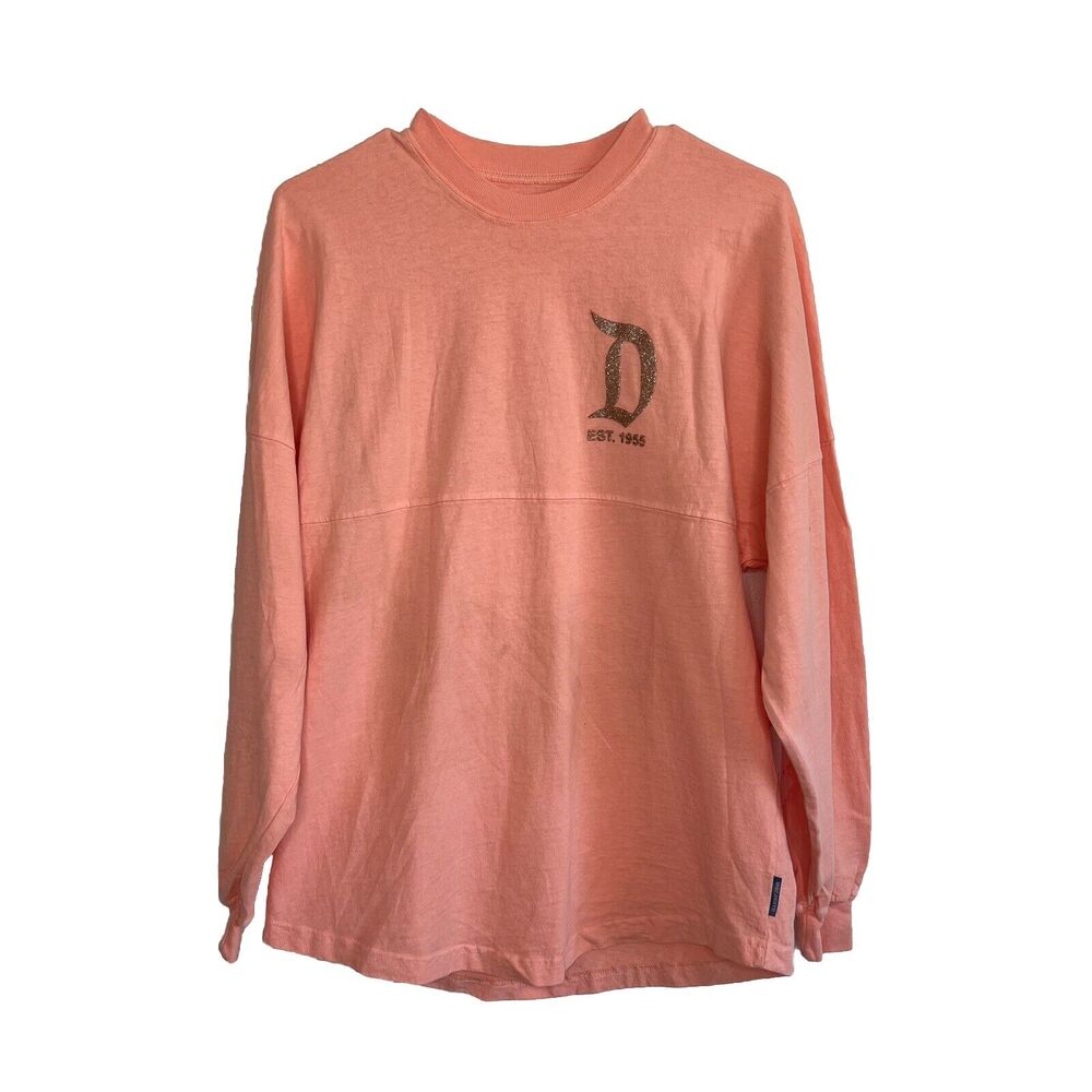 Disney Parks Women's Peach Gold Glitter Spirit Jersey Disneyland Resort s14